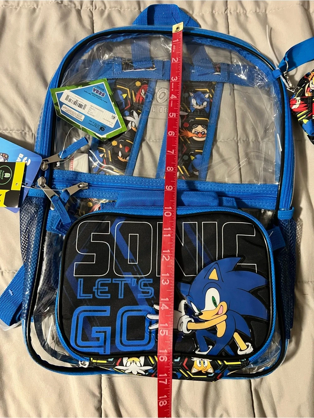 Sonic Clear 17 inch Backpack and Lunch Bag 3 Piece Set